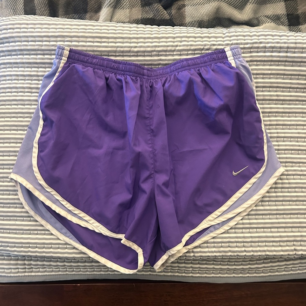Nike Women's Dri Fit Shorts in Purple and White